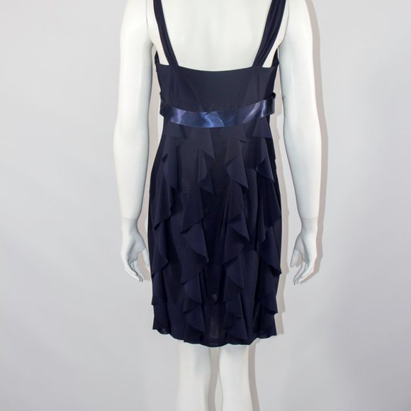 Betsey Adam Ruffle Blue Jersey Dress Coctail Party Sz 12 Medium. - Picture 5 of 10